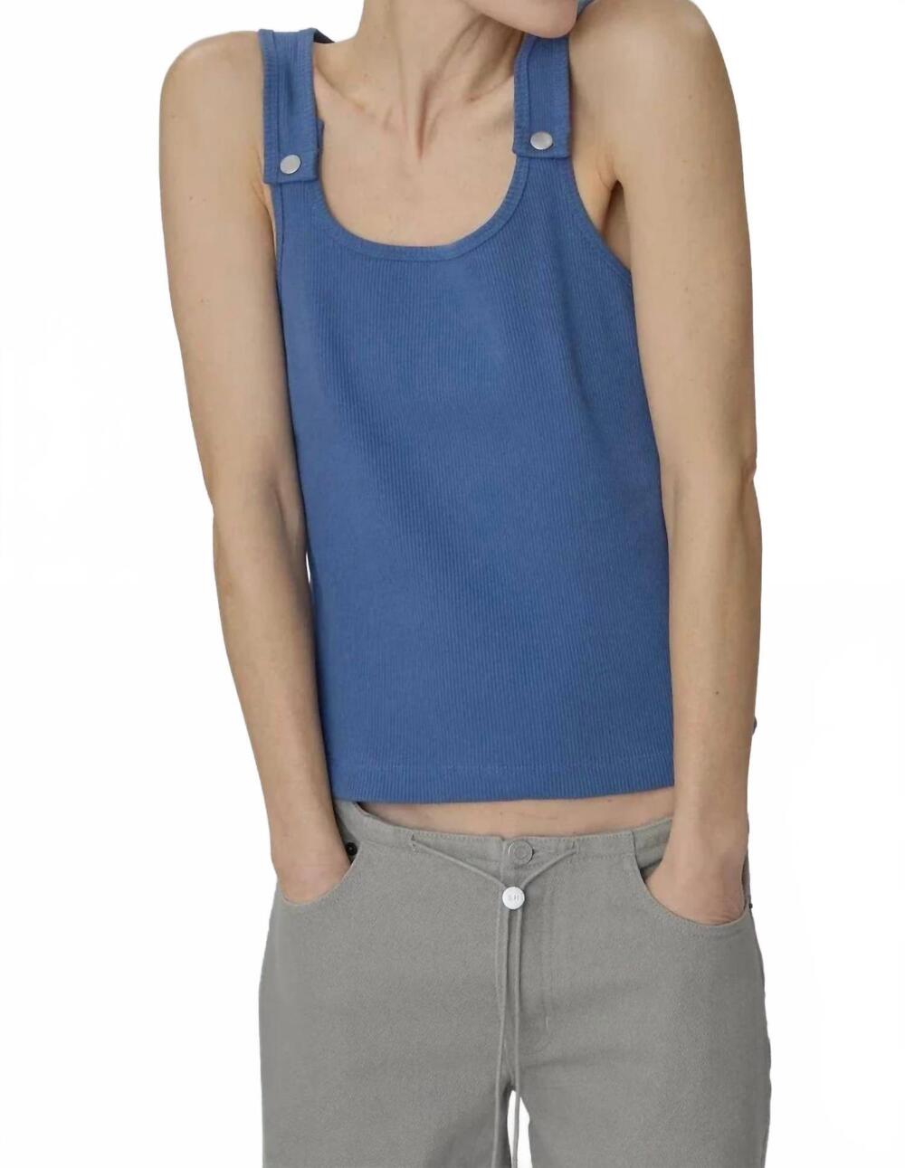 NEW STILL HERE snap ribbed tank in blue